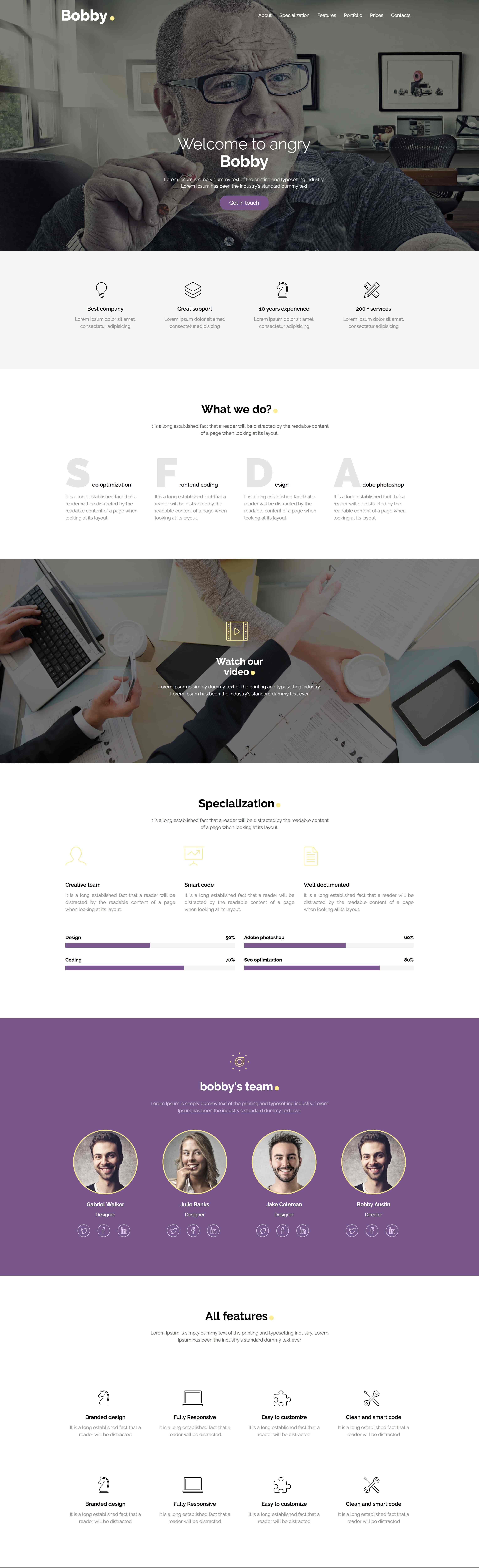 Bobby - Creative Agency One Page Joomla Template